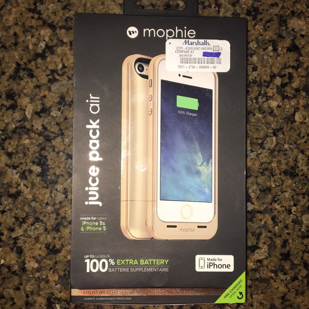 Gold iPhone 5 & 5s Mophie Charging Case